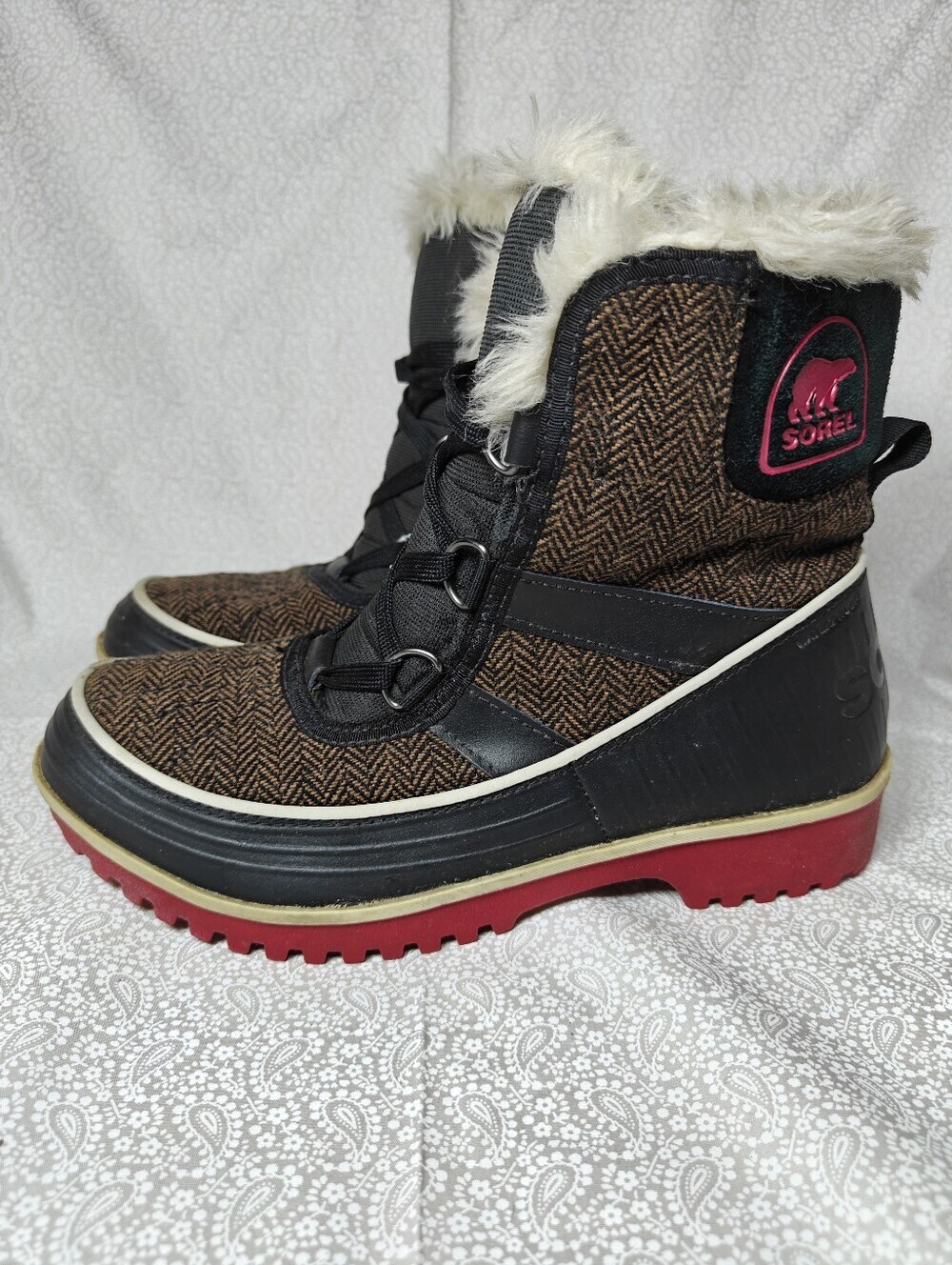 Sorel Women's Tivoli II Herringbone Brown Women's Winter Boots Size 7